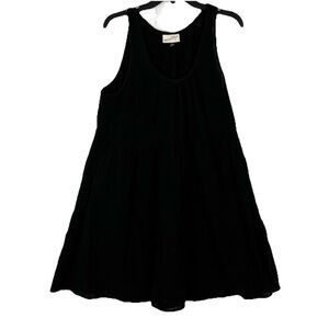 Universal Thread Black Gauzey Mini Dress L A-Line Tiered Sleeveless Airy Beachy